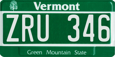 VT license plate ZRU346