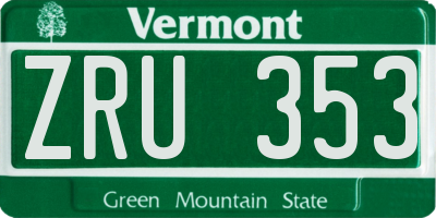 VT license plate ZRU353