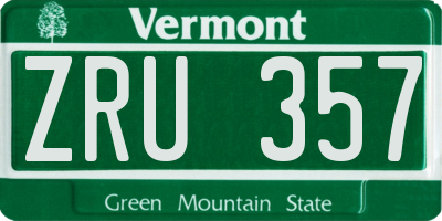 VT license plate ZRU357