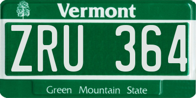 VT license plate ZRU364