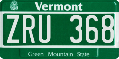 VT license plate ZRU368