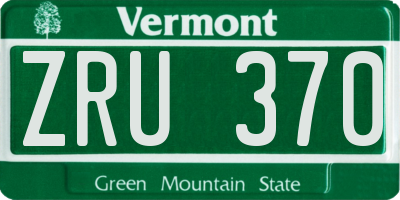 VT license plate ZRU370