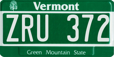 VT license plate ZRU372