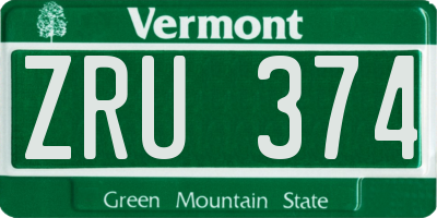 VT license plate ZRU374