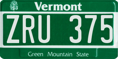 VT license plate ZRU375