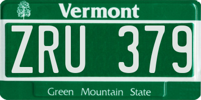 VT license plate ZRU379