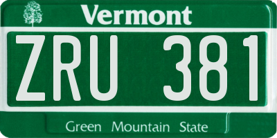 VT license plate ZRU381