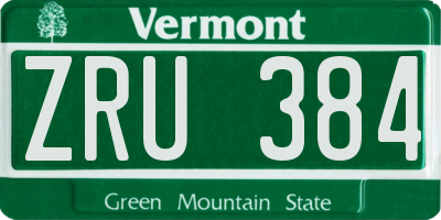 VT license plate ZRU384