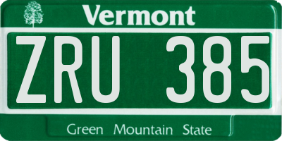 VT license plate ZRU385