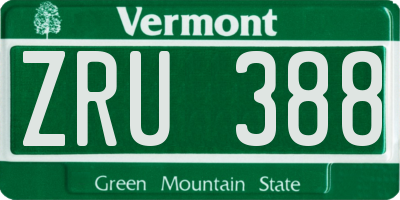 VT license plate ZRU388