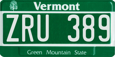 VT license plate ZRU389
