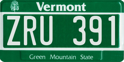 VT license plate ZRU391