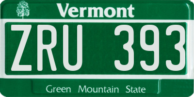 VT license plate ZRU393