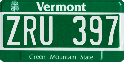 VT license plate ZRU397