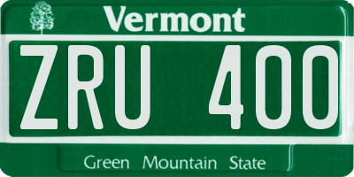 VT license plate ZRU400