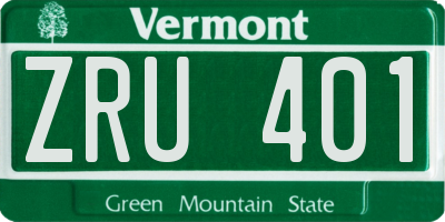 VT license plate ZRU401