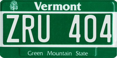 VT license plate ZRU404
