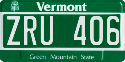 VT license plate ZRU406