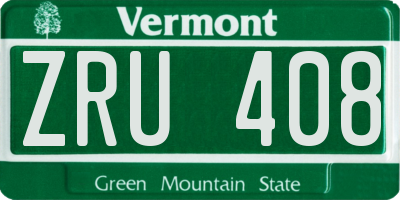 VT license plate ZRU408