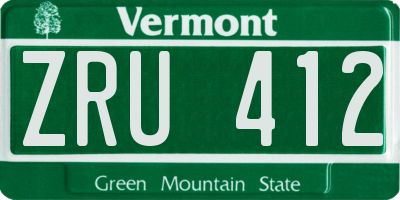 VT license plate ZRU412