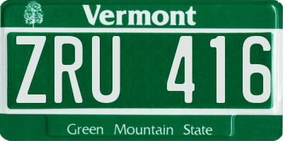 VT license plate ZRU416