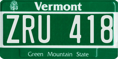 VT license plate ZRU418