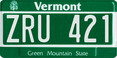 VT license plate ZRU421