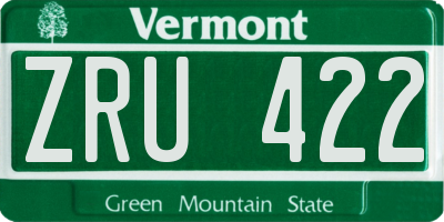 VT license plate ZRU422