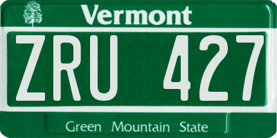 VT license plate ZRU427