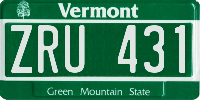 VT license plate ZRU431