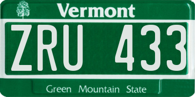 VT license plate ZRU433