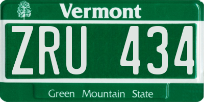 VT license plate ZRU434