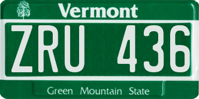 VT license plate ZRU436