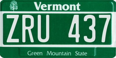 VT license plate ZRU437