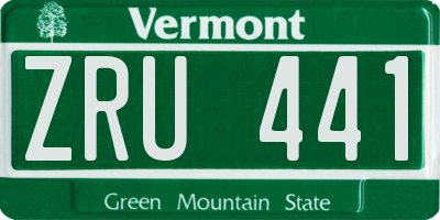 VT license plate ZRU441