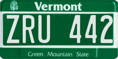 VT license plate ZRU442