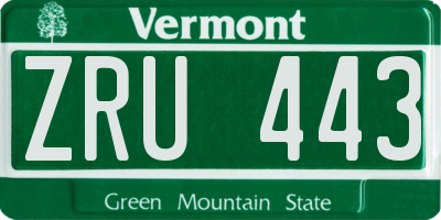 VT license plate ZRU443