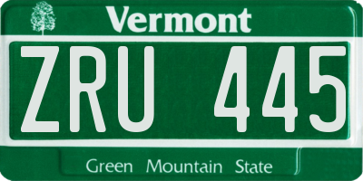 VT license plate ZRU445
