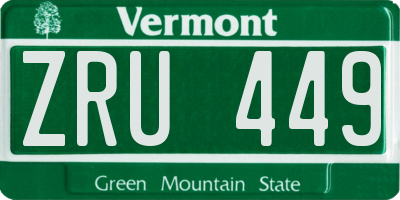 VT license plate ZRU449