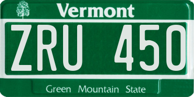 VT license plate ZRU450