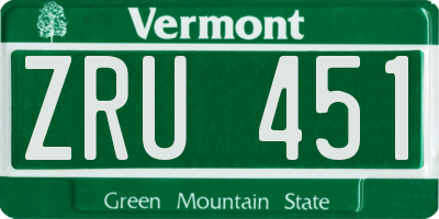 VT license plate ZRU451