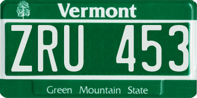 VT license plate ZRU453