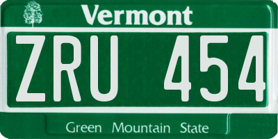 VT license plate ZRU454