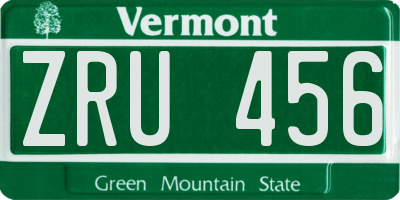 VT license plate ZRU456