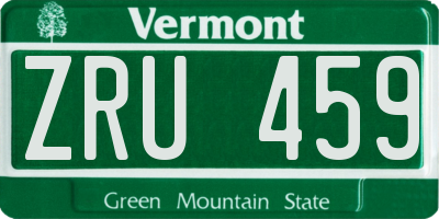 VT license plate ZRU459