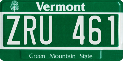 VT license plate ZRU461
