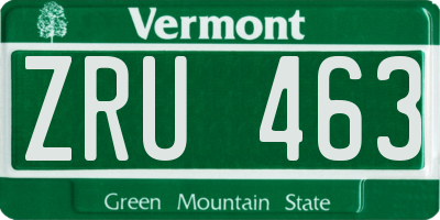 VT license plate ZRU463