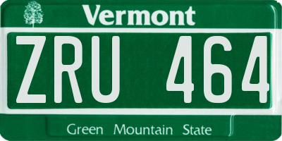 VT license plate ZRU464