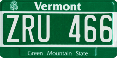 VT license plate ZRU466