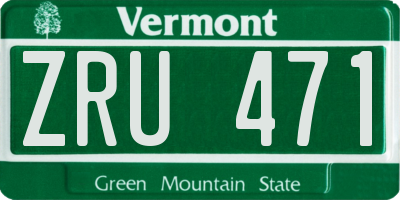 VT license plate ZRU471